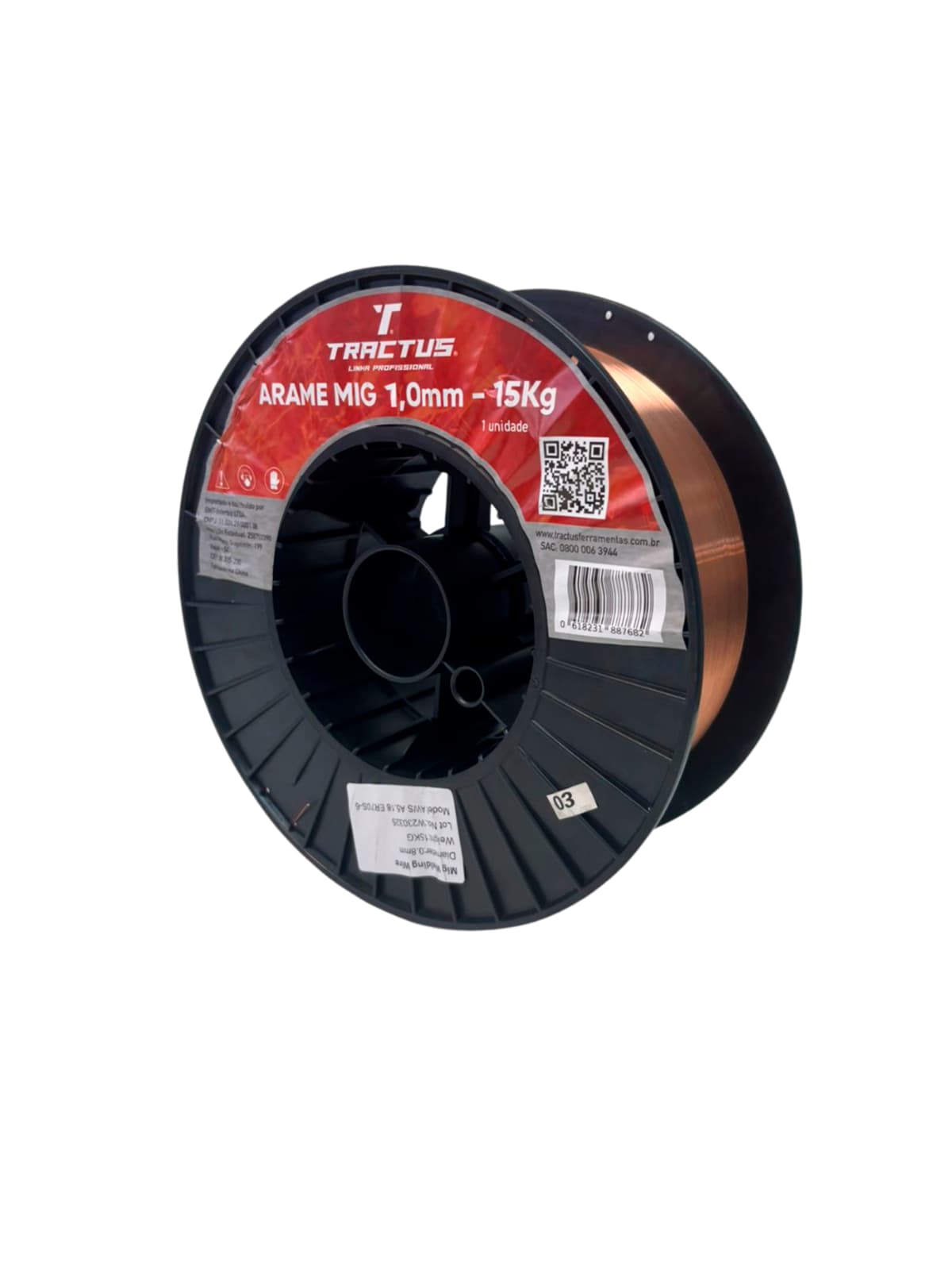 Arame MIG Tractus 1,0mm — bobina 15kg em uso